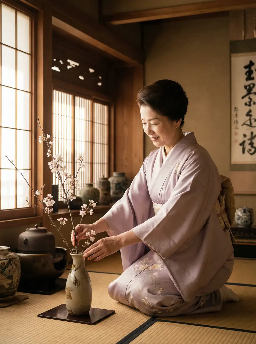 一位优雅的 丝瓜视频 - 丝瓜视频在线播放平台 | 高质量免费视频合集 在和室中插花